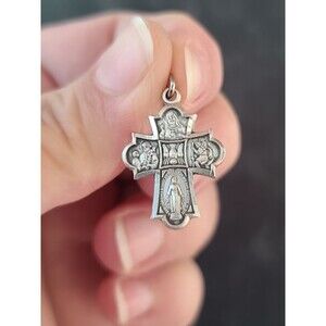 Sterling Silver Religious Cross Pendant - Silver